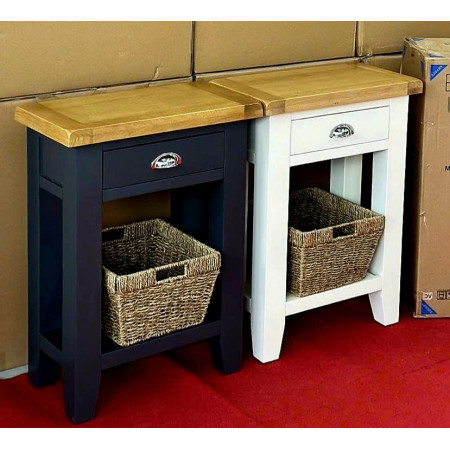 TT-TEL-WH : Tủ 1 Ngăn Kéo + Rổ Cói ( Trắng + Vàng Gỗ )